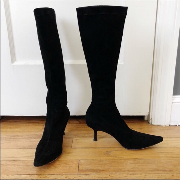 Jimmy Choo Black Stretch Suede Heel Boot 35 US 5 - Picture 3 of 8